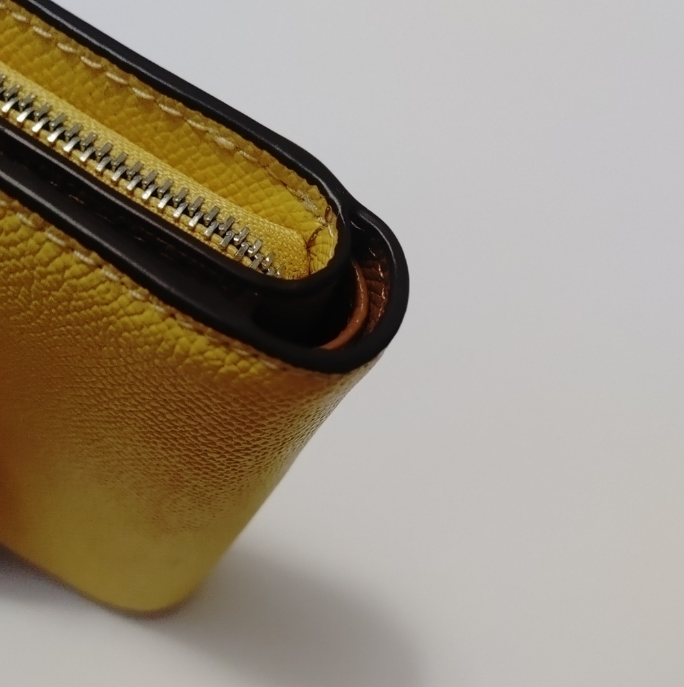 Coach Medium Corner Zip Wallet Yellow/Silver - Picture 7 of 13